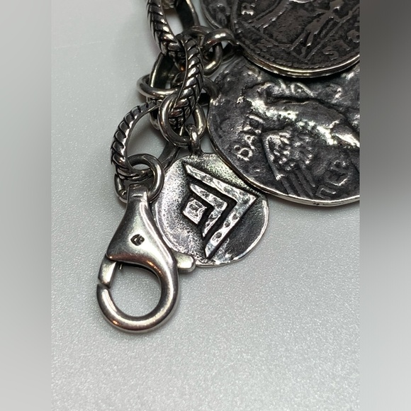 Silpada RARE HTF Sterling Silver ROMAN COINS ChaCha Rolo Chain Link Bracelet - Picture 9 of 16